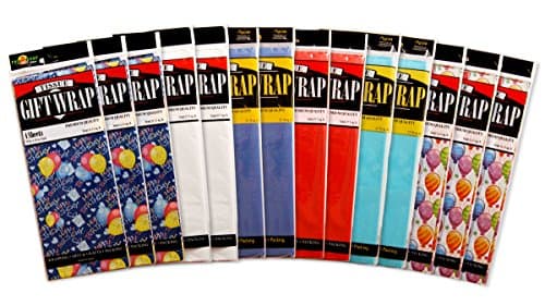 Birthday Tissue Paper - Printed and Solid Colors - 14 Packages 104 Sheets Fat Toad