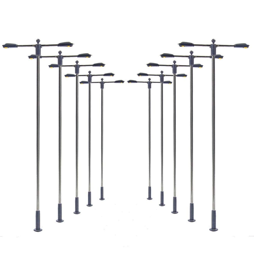 NAJING 100mm Model Railway Train Lamp Post HO OO Scale Street Light Bright White LEDs 10pcs