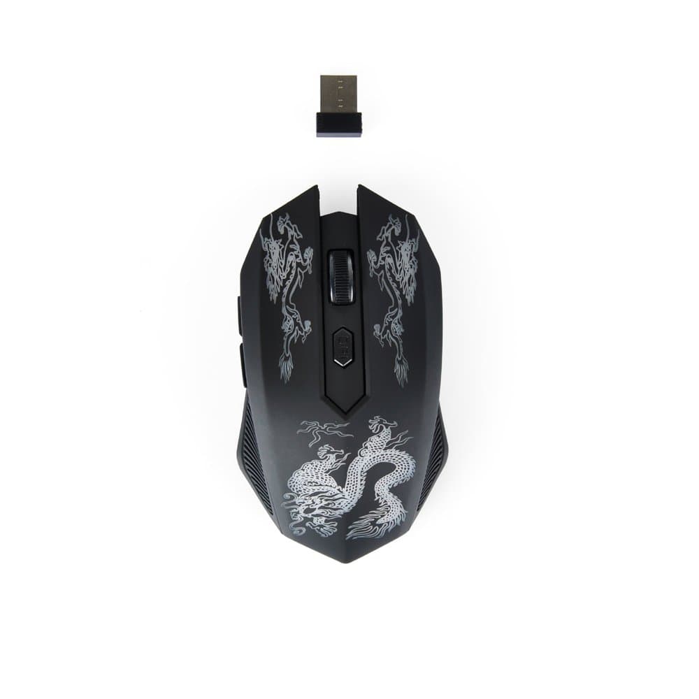 OISOUND 6 Buttons Wireless USB Optical Gaming Mouse with Dragon Designs for PC Laptop
