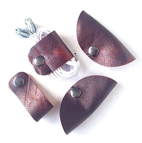 USA MADE Mottled Brown Cord Keeper Combo Pack • Set of Four Leather Cord Clams by Hatton Henry