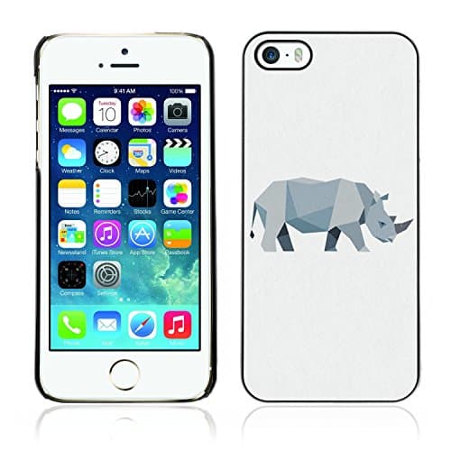 CASETOPIA / Polygon Rhino / Apple Iphone 5 / 5S / Black Hard Back Case Cover Shell Armor Protection
