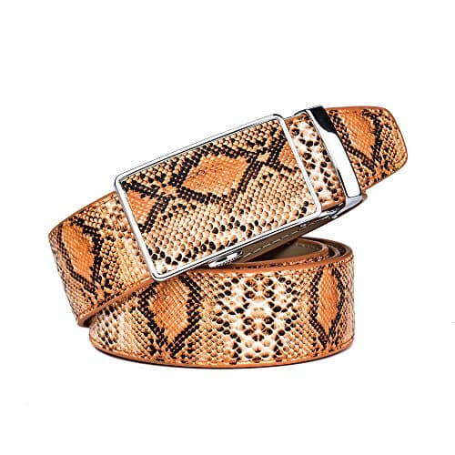 RADYMAN Special Snake Pattern Luxury Belts Genuine Leather Belts Men Automatic (Waist 25-42", Light Brown)