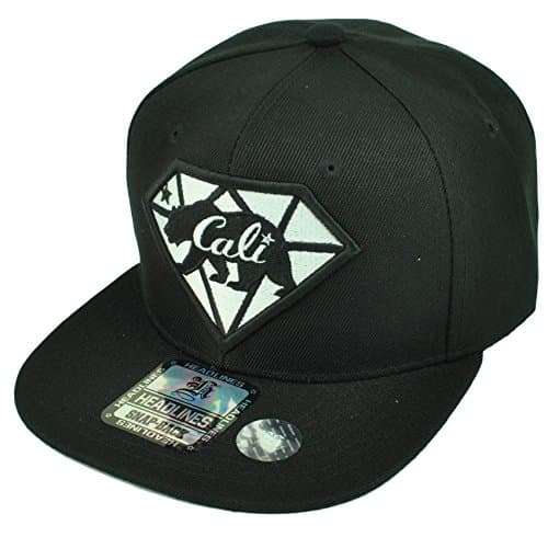 California Cali Bear Republic Hat Cap Snapback Flat Bill Black Diamond State USA