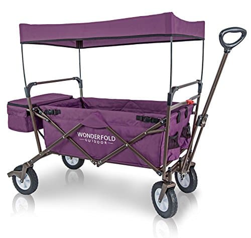 WonderFold Outdoor Value Model Collapsible Folding Wagon With Canopy (Tyrian Purple)