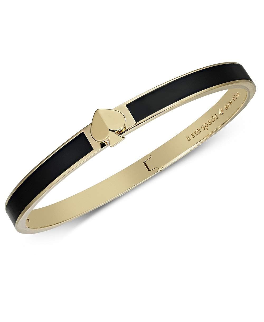 Kate Spade Black Enamel 14K Yellow Gold Plate Spade Bangle Bracelet