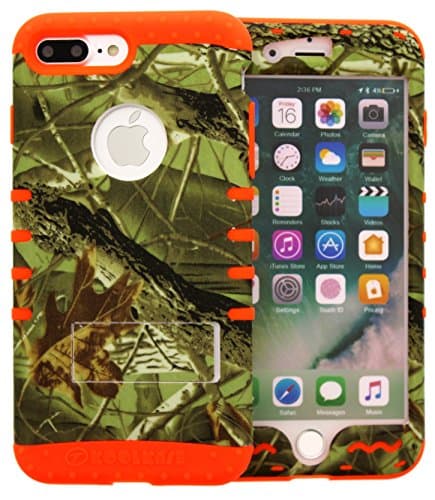 iPhone 7 Plus Case / iphone 8 Plus Case, Hybrid Tough Shockproof Slim Impact Armor Kickstand Pink Camo Mossy Cover Over Skin for iphone 7 Plus (2016) iphone 8 Plus (2017) (exclusive camo/orange)
