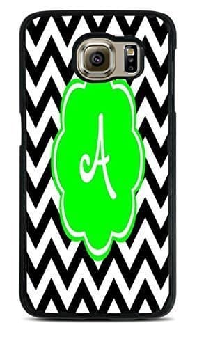 Black & White Chevron Monogram Letter A Black Hardshell Case for Samsung Galaxy S6 EDGE