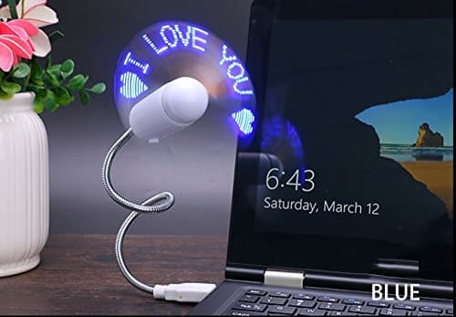 FNWD Flexible Mini USB Fan, USB Gadget Mini USB Fan Flexible Programmable LED Cooler Cooling Fan Programming USB Fan LED Light (I LOVE U LED)