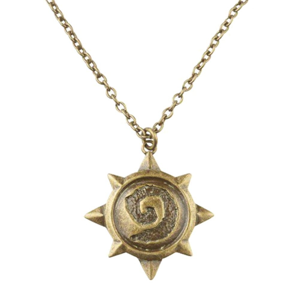 Hearthstone Emblem Pendant Necklace - Antique Brass
