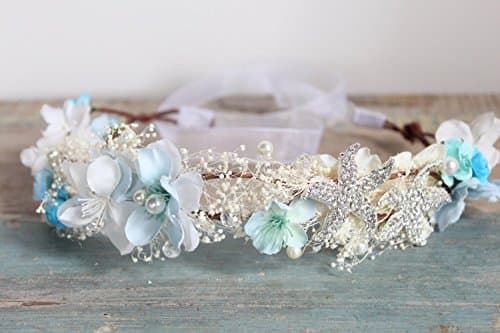 Beautiful Beach Crown, destination wedding, blue, starfish
