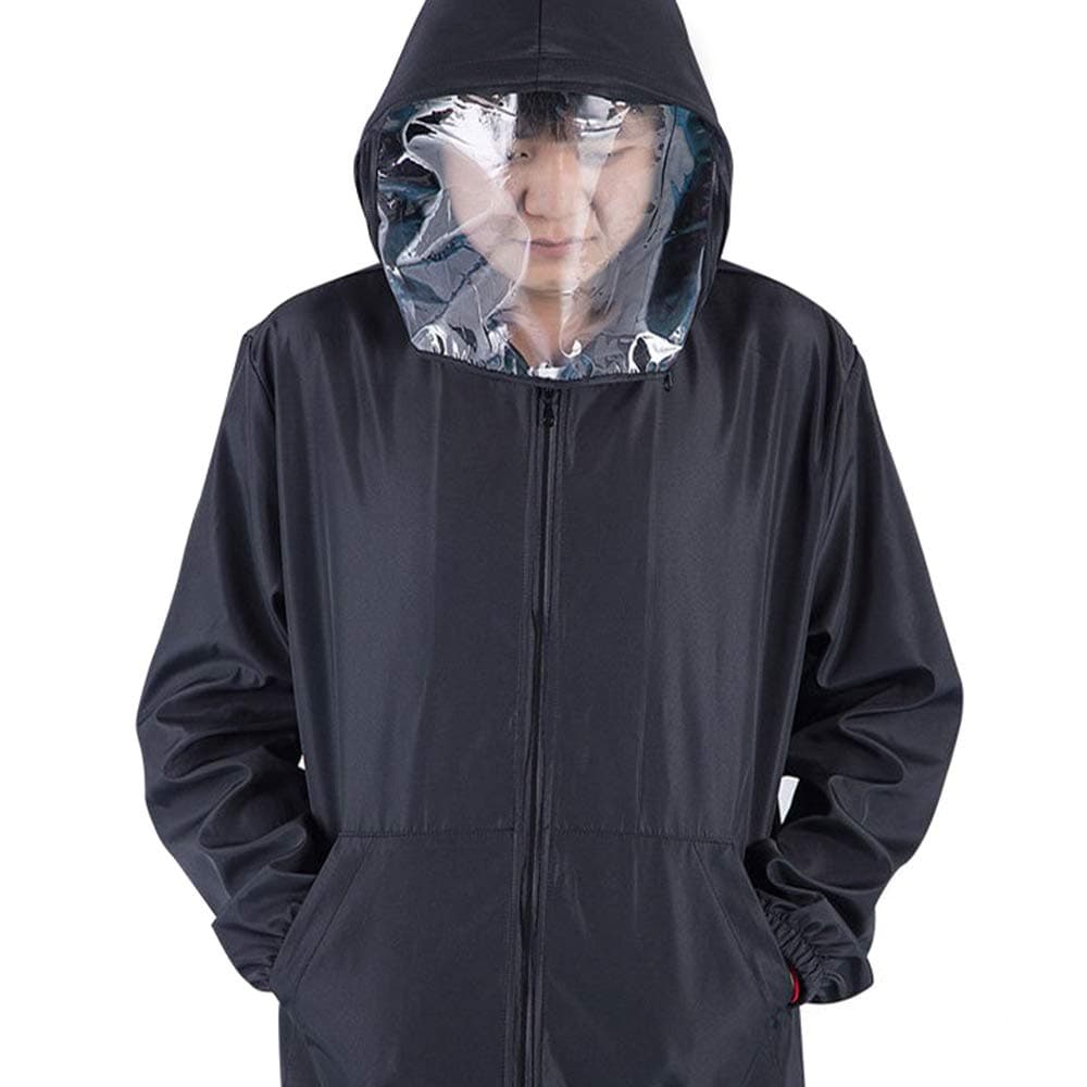 Reusable Face Shield Coat,Face Mask Coat Sand Saliva Protective Safety Full Face MASK Transparent Face Shield Coat Effectively Isolates Reusable for Outdoor (Large, blue)