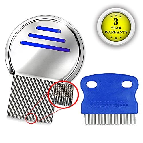 Lice Comb Kit Head Brush for Louse Treatment Best Set Terminator Removing Louse and Nits for all Different Types of Hair (Blue)