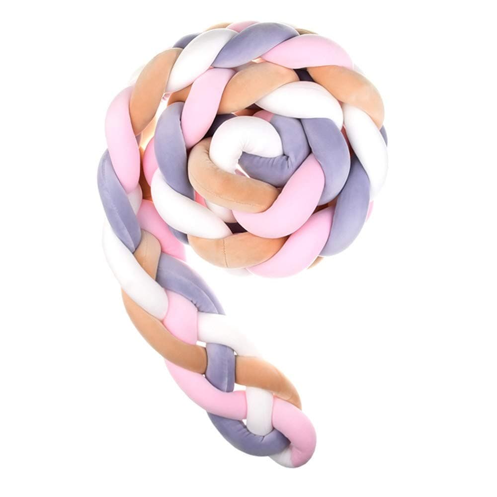 Wanguo Cot Bumper Braid Pillow Baby Head Guard Bumper Knot Braid Pillow Cushion For Baby Bed (Color : L-pink+white+beige+g-purp, Size : 220CM)