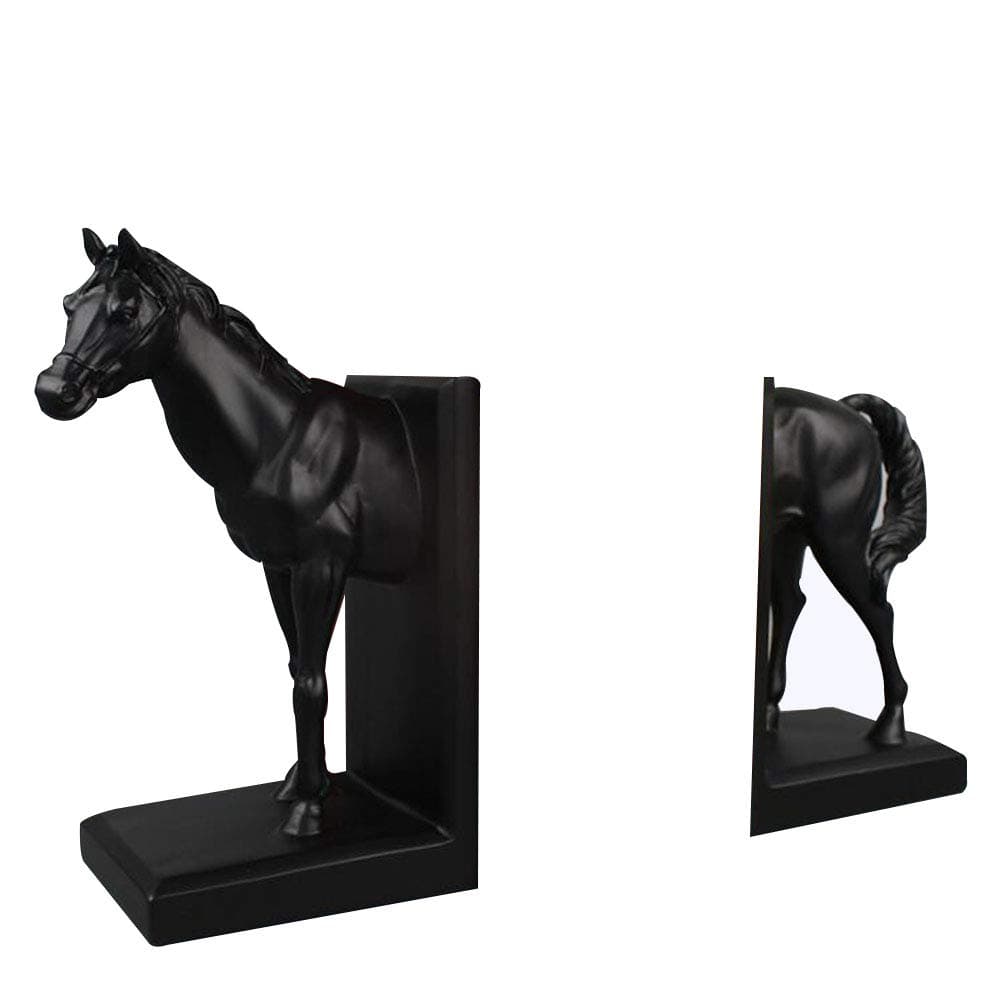 Horse Bookend Office Artwork Hand Made Resin Material Black