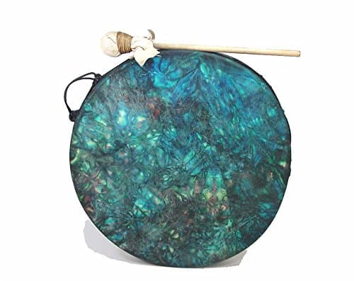 Frame Drum Ceramic Hoop Drum, Tie Dyed Goat Skin Rope Tuned