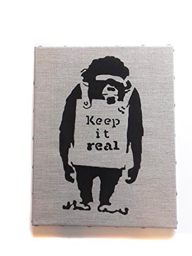 Monkey Keep It Real Banksy Graffiti Stencil Art on Linen Canvas