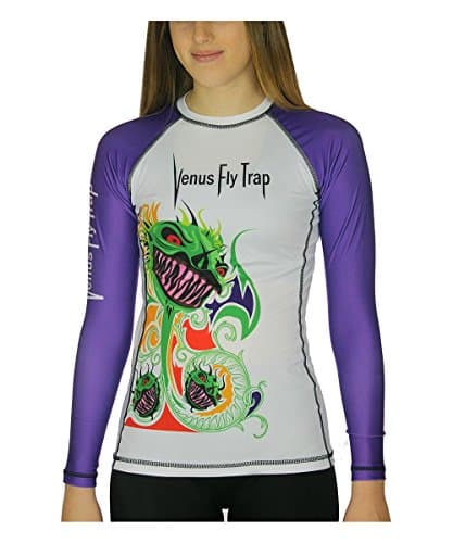 Sicchic Women's Venus Fly Trap Rash Guard Size Large Purple and White