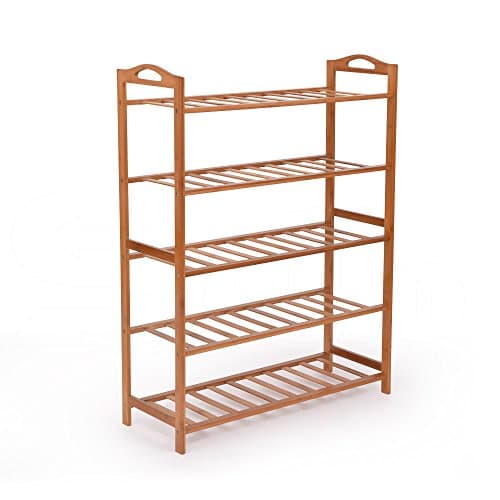 5 Tier Natural Bamboo Shoe Rack