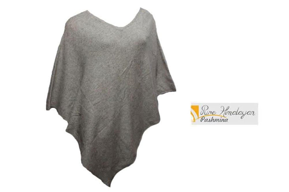 100% Natural Plain Cashmere Poncho - Real Pashmina Poncho - Hand Made in Nepal By Pure Himalayan Pashmina - RRP $200