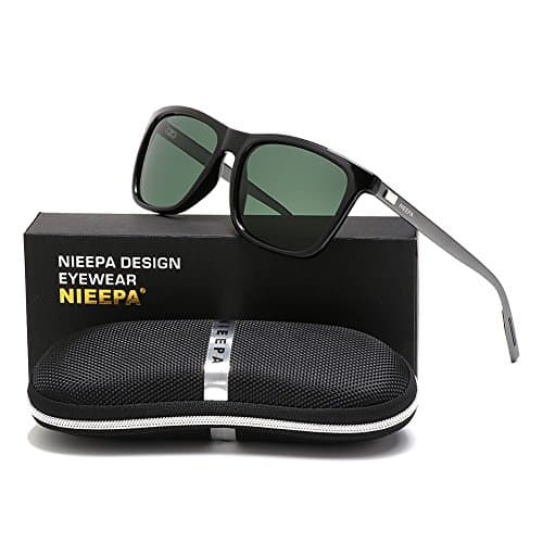 NIEEPA Rectangular Polarized Sunglasses AL-MG Temple Retro Driving Sun Glasses