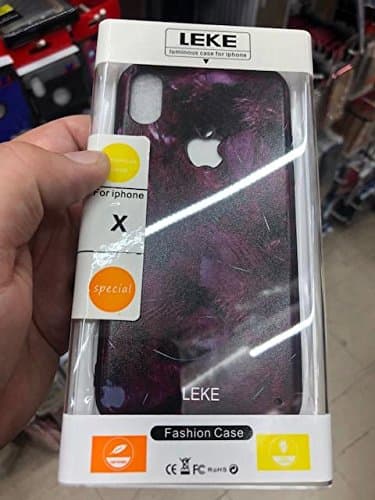 (Purple Fur Pattern) World’s First 3D Designer Illuminating Luminous LED BackLit Apple Logo Case for Iphone X 10 + FREE White LED Spinner!