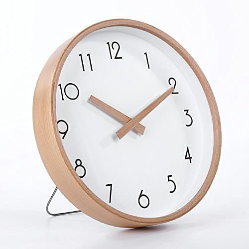 zhENfu The Clock Desktop Clock Nordic Living Room Wall Clock Creative Modern Circular Mute Solid Wood Clock Quartz Clocks Wall Chart Bedroom,D Wall Clock