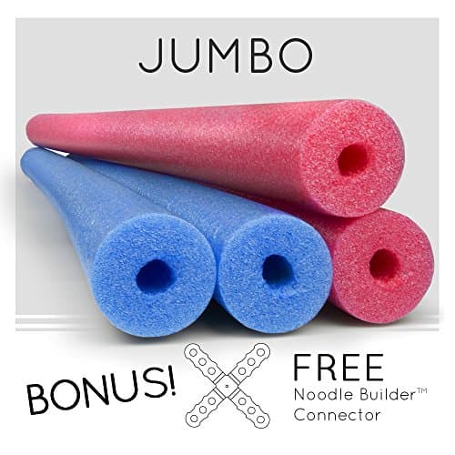 USA Foam 4 Pack Monster 55 Inch x 3.5 Inch Jumbo Swimming Pool Noodle Foam Multi-Purpose ASSORTED