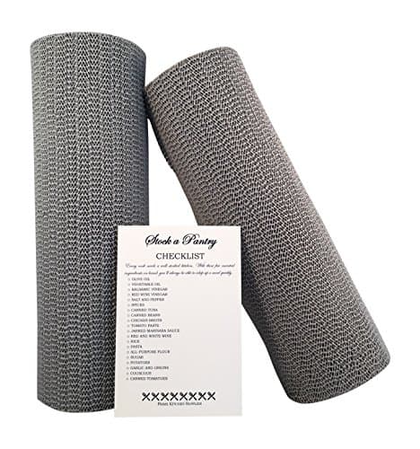 Non Slip Shelf Liners for Kitchen Cabinets Rubberized Mat Roll (12” x 20’ Each) (2 Pack) Plus Pantry Checklist (Gray)