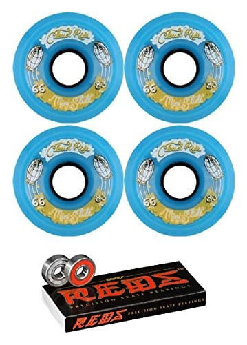66mm Cloud Ride Wheels Slide Mini Wheels with Bones Bearings - 8mm Bones REDS Precision Skate Rated Bearings - Bundle of 2 items