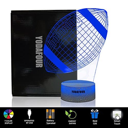 Children Gift 3D Toy Night Light 3D Illusion Lamp Xmas Halloween Birthday Anniversary Gift Nursery LED Table Night Lamps Lights for Baby Kids Children Sports Lovers by YODAFOUR (Rugby)
