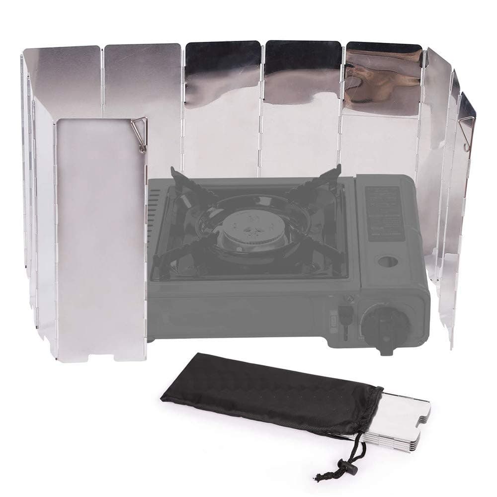 Foldable Stove Screen Windshield 10 Plates, Outdoor Camping Cooker Wind Screen Gas Stove Windshield for BBQ Picnic Camping Equipment Cooker Stove