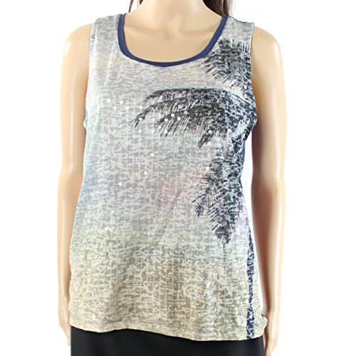 Dantelle Navy Womens Small Printed Sequined Tank Top Blue S