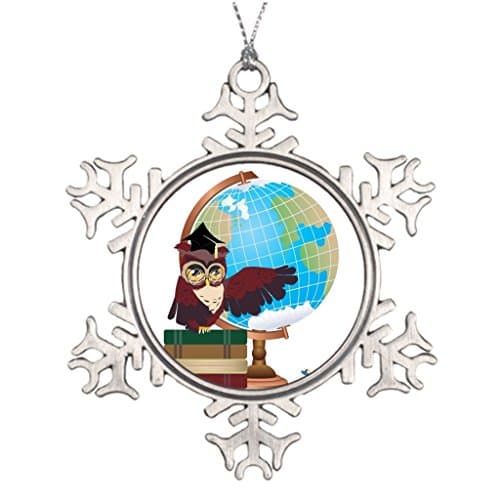 Personalized Christmas Snowflake Ornaments Owl with Globe Tree Decorations