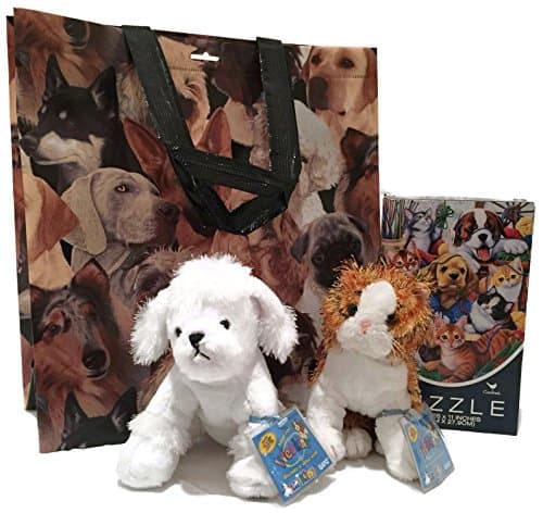 Dogs N' Cats Bundle Includes White Poodle and Striped Alley Cat Webkins, 500 Piece Puzzle Plus Tote Bag