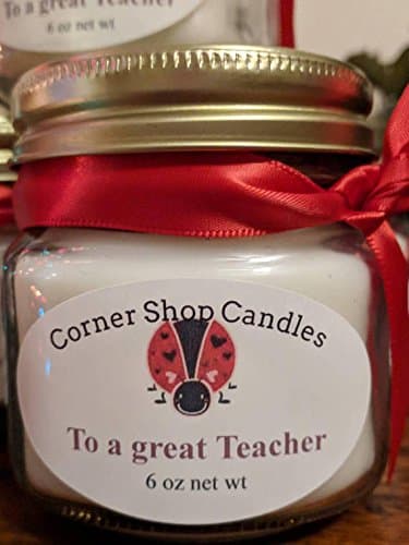 Teacher's Gift. Peppermint and Vanilla Scented Candle