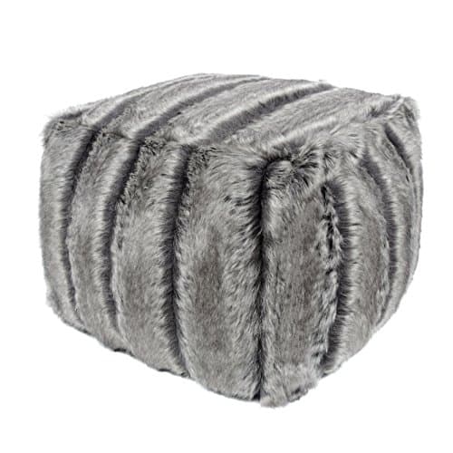 Faux Fur Cube / Footrest (Alaskan Ash)