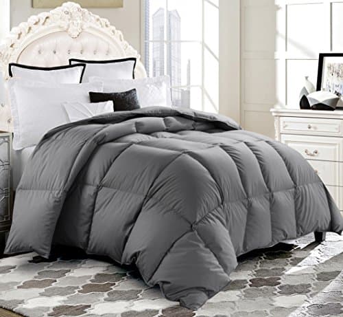 ROSECOSE Luxurious Medium Weight Goose Down Comforter King Size Duvet Insert All Seasons Hypo-allergenic 1200 Thread Count 750+ Fill Power 100% Cotton Shell Down Proof With Tabs Gray (King, Gray)