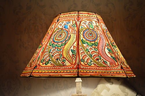 Large Floor Lamp shade with Peacock Pattern | Handmade Leather Garden Lamp Shade in Octagonal Shape - HT-9.5 and WID-16 inches
