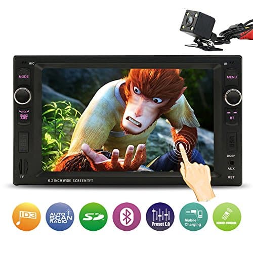 Double Din Car Stereo, 6.2 Inch Touch Screen - Rear View Camera/Bluetooth/Steering Wheel Control