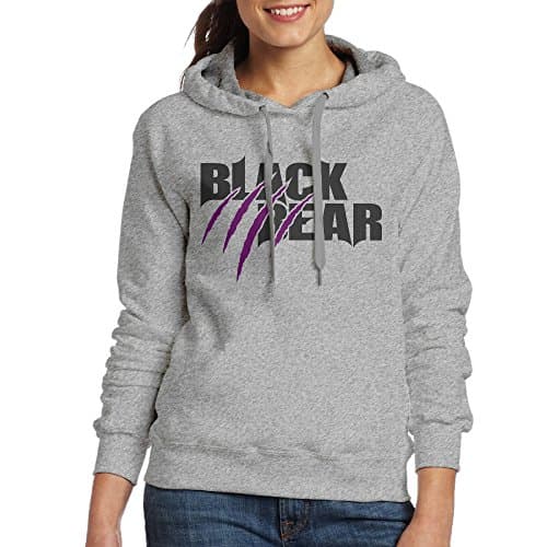 CSECGAR Black Bear Paw Women's Pullover Hooded Sweatshirt M Ash