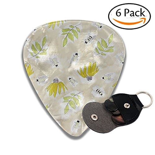 Diswpi Plectrum Celluloid Guitar Picks Leaves Cicada Pattern 351 Shape 0.46 Mm 0.71 Mm 0.96 Mm Light/Thin Medium Heavy For Electric Guitar Acoustic Guitar Mandolin Bass 6 Pack