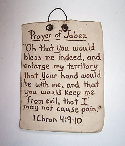 dist by classyjacs ABC Products - Hand Etched on Flat Stone - Biblical Quote - Chronicles 4:9-10 -Prayer Of Jabez - (Rustic Sun Bleached Stone Finish - Hangs With A Rusty Twisted Wire)