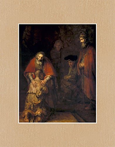 Pre-Matted Traditional Catholic Art, Fits Standard 11x14 Frame (The Return of the Prodigal Son - Rembrandt)