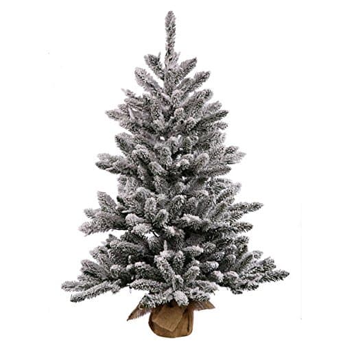 Vickerman White/Green Plastic 36-inch Flocked Anoka Pine Artificial Christmas Tree with 100 Clear Lights