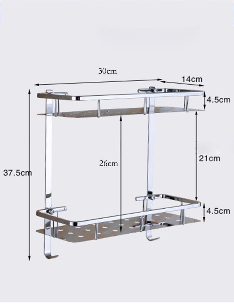 Extremely Firm Shower Shelf Stainless Steel Shelf Bathroom Baskets Rectangular Shelf Storage Rack Wall-mounted Cosmetics Shelf ensuring quality (Color : 1, Size : 30cm)