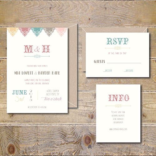 Wedding Invitations Invites Vintage Retro Lace Spring Summer Fall Autumn Winter