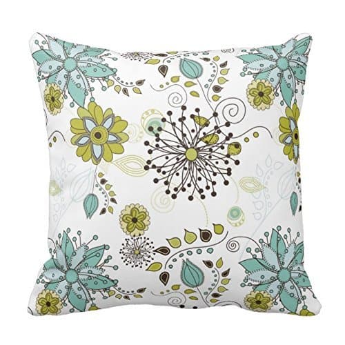 Blue and Green Spring Floral Pattern Pillowcases 16 x 16 Pillow Cover Set of 2 Pillowcase Twin Sides