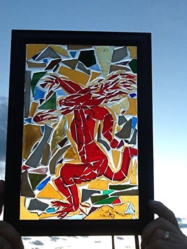 Stained Glass Fireball Window Art Sun Catcher, red hot