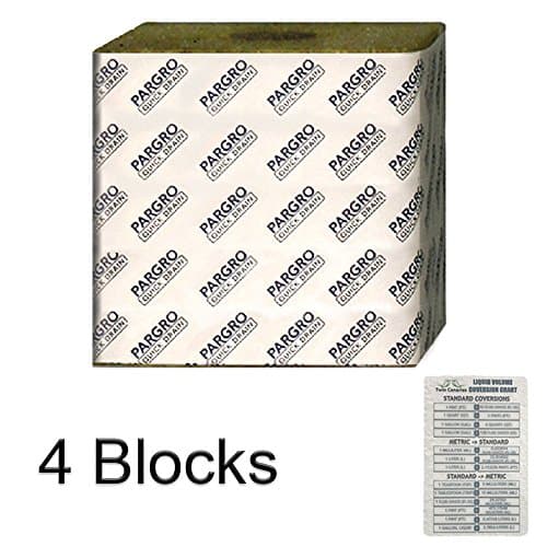 PARGRO QUICK DRAIN BIGGIE 6 x 6 x 6” ROCKWOOL GRODAN W/ HOLE + TWIN CANARIES CHART - 4 Blocks