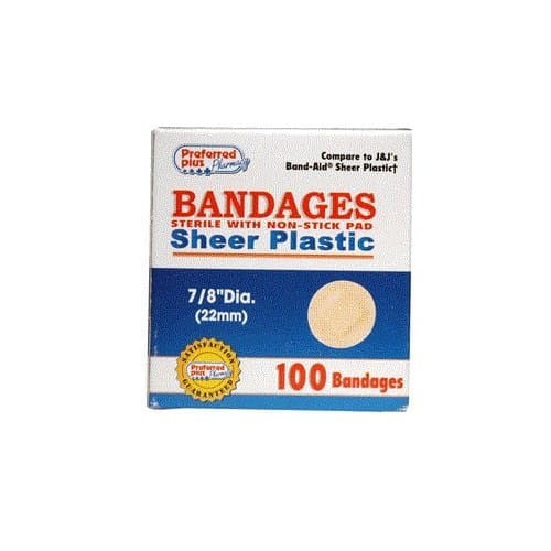 Sterile Sheer Plastic Spot Bandages- 100 ea